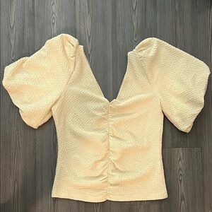 Free People Elegant Cream Puff Sleeve Top
